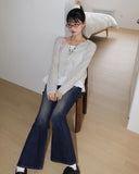 Raze boucle linen round knitwear long-sleeved cardigan