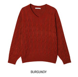 [U-BASIC] Hina V-neck Cable Knit