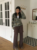 Fisha brushed ribbed skirt pants long bootcut pants