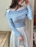 Bella Shirt Color Matching Layered Off-Shoulder T-shirt