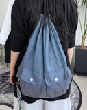 Ker pleats Glossy string backpack