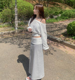 Casual Off-Shoulder Crop Sweatshirt