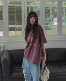 Flower Pigment Oversized Fit Short Sleeve