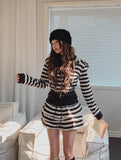 Pierre Stripe Set-up Flare Skirt