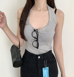 Slim Fit Stripe Halterneck Sleeveless