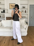 KNEE PINTUCK STUD PANTS