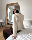 Luyou pocket knit hooded zip-up