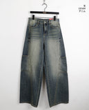 Deaton diagonal cut pocket wide denim pants