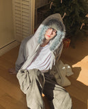 Fame Fleece Raccoon Fur Hooded Zip-Up