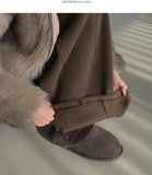 Two-Way Thick Brushed Cut Jogger Wide Banding Pants