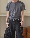 Central Zipper Raglan Short Sleeve T-shirt