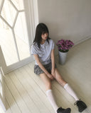 Polat Dot Pintuck Collar Short Sleeve T-Shirt