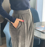 Anvel Belloa Corduroy Pintuck Wide Pants