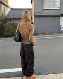 Steam Boucle Knit Hood Zip-up