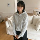 Lipan cable hood knit cardigan