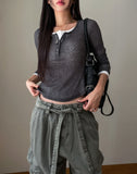 Noi See-Through RIb Slim Long Sleeve