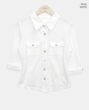 Daen Pocket Button Collar Three Quarter T-shirt