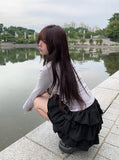 Dosi Ribbon Lace Slim Cardigan T-Shirt