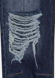 DAMAGE DART SEMI WIDE DENIM PANTS