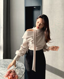 Beichel Tie Off Shoulder Tee Blouse