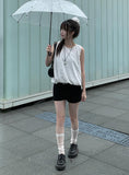 Verge Dot Balloon Pumpkin Sleeveless Blouse