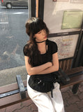 Riyoung Dot Short Sleeve Ribbon Puff T-shirt