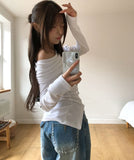 Kants Slit Off-Shoulder Long Sleeve