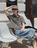 Robre double crop check short sleeve shirt