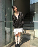 Palmk Overfit Ribbon Patch Hooded Zip-Up