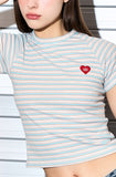 AubeA Stripe Heart Tension T-shirt