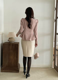Sophian Wool Peplum Pintuck Jacket Blouse