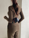 Antore Layered Collar Ribbed Cardigan Knit