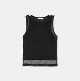 Double mesh layered sleeveless top