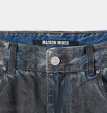 DARK WAX COATED DENIM PANTS