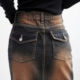 caro slit denim skirt