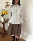 [MADE] Hupi Pin Tuck Button V-Neck Collar Long Sleeve Shirt