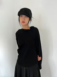 OPEN SHOULDER WAFFLE HOODIE
