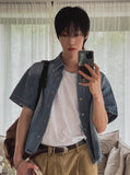 Cray Crop Short Sleeve Denim Shirt