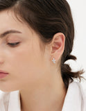 Essence Silver (W) Moissanite Cross One-Touch Earrings