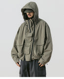 Solid Multi Pocket Hood Jacket