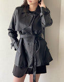 Suitman Double Trench Half Leather Jacket (Belt Set)