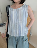 Modio Two-Way Ribbon Stripe Sleeveless Blouse