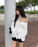 Beats Two-Button Deep V-Neck Long Sleeve