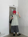[unisex] Lebble Pocket Stripe Short Sleeve Over Shirt