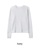 Tinen Fingerhole Waffle Crop Long Sleeve Tee