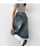 Backpoint Pocket Washing Bermuda Scratch Knee Length Denim Pants