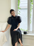 Razzel Puff Chiffon Belt One Piece