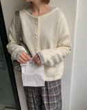 Dean News Button Wool Round Knit Cardigan