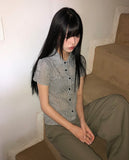 Shukong Check Short Sleeve Blouse