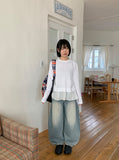 Kukyu Frill Shirring Long Sleeve Tee